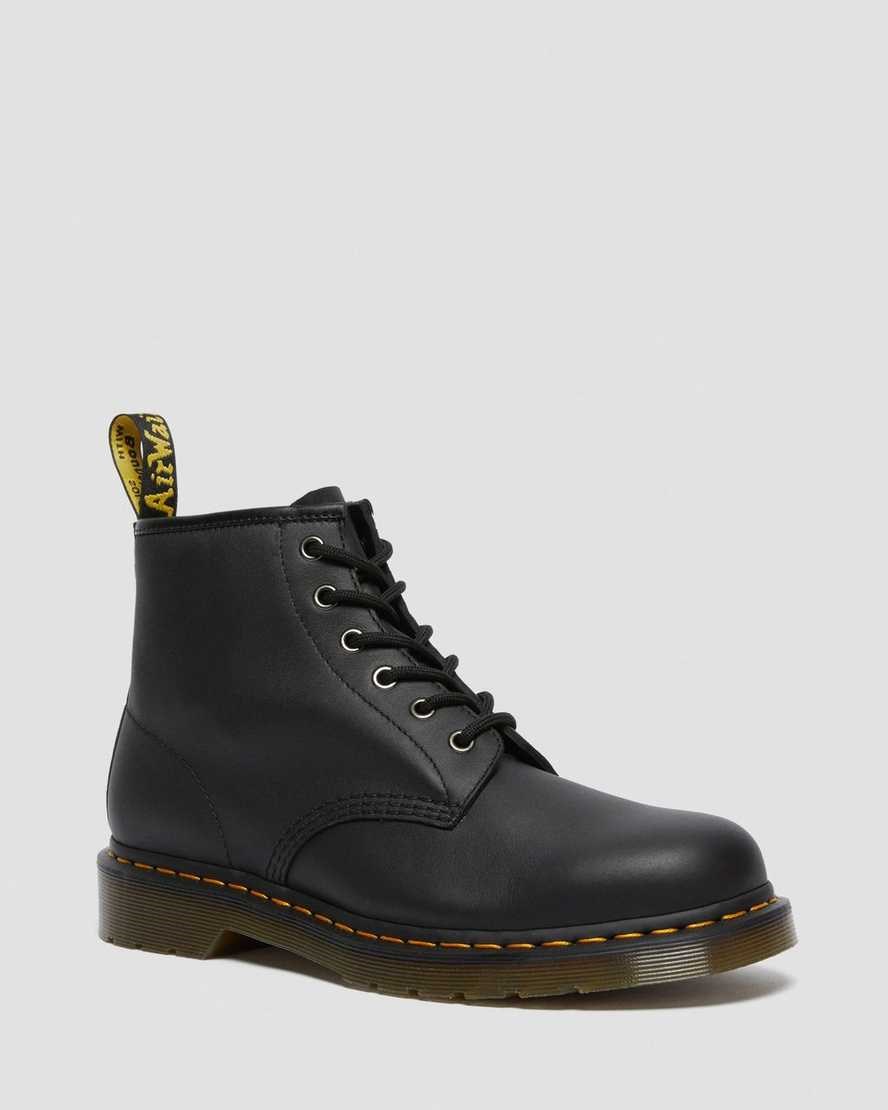Men\'s Dr Martens 101 Leather Ankle Boots Black Nappa | 052LPTSGY