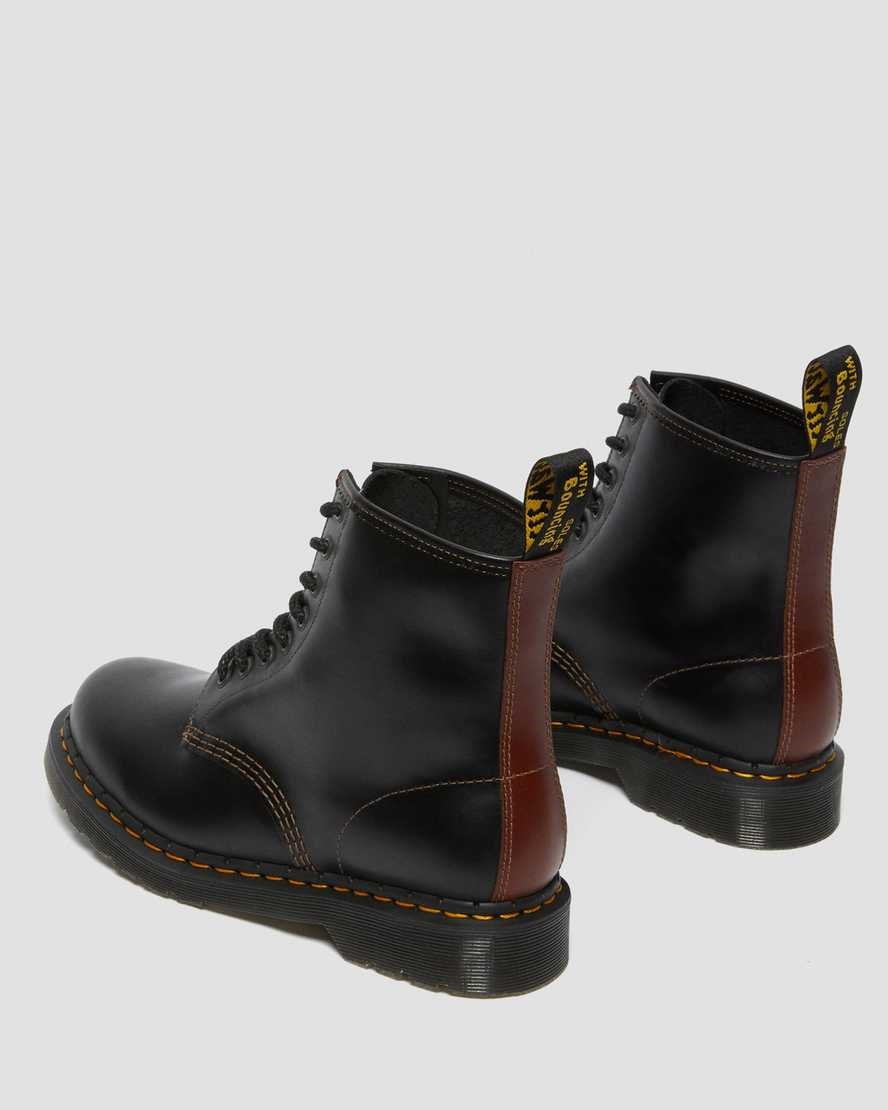 Men's Dr Martens 1460 Abruzzo Leather Ankle Boots Black Brown | 843MHJPVQ