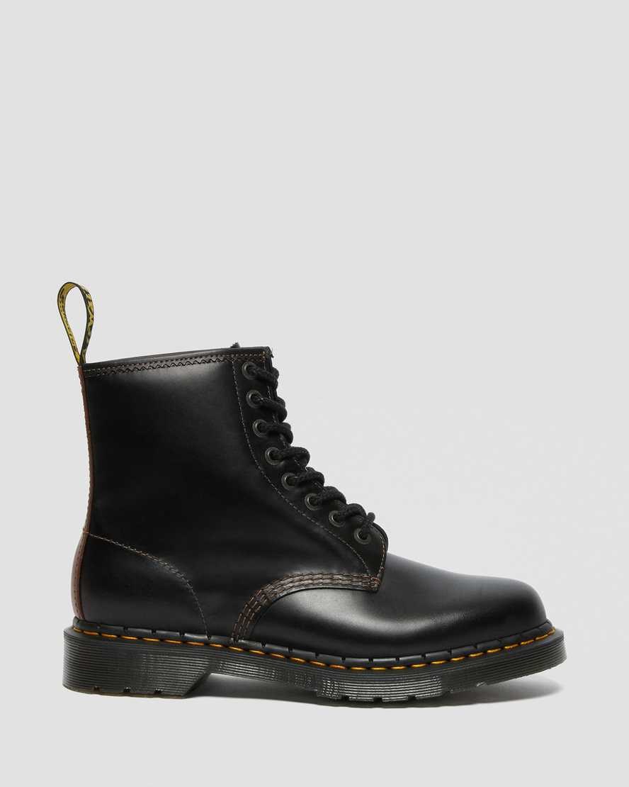 Men's Dr Martens 1460 Abruzzo Leather Ankle Boots Black Brown | 843MHJPVQ