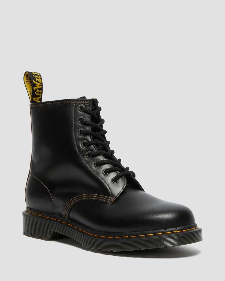 Men\'s Dr Martens 1460 Abruzzo Leather Ankle Boots Black Brown | 843MHJPVQ