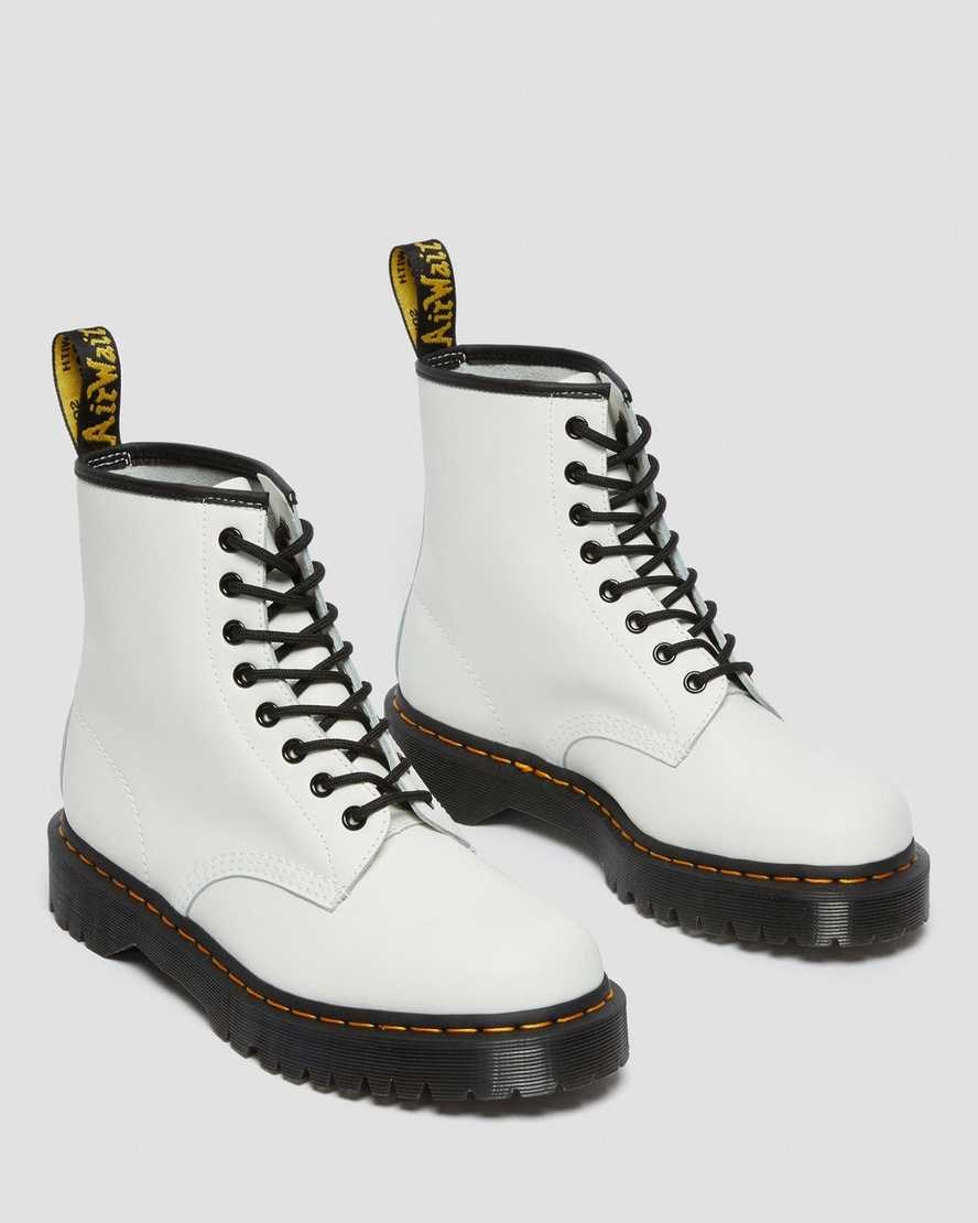 Men's Dr Martens 1460 Bex Smooth Leather Lace Up Boots White Smooth Leather | 628PMIFTC