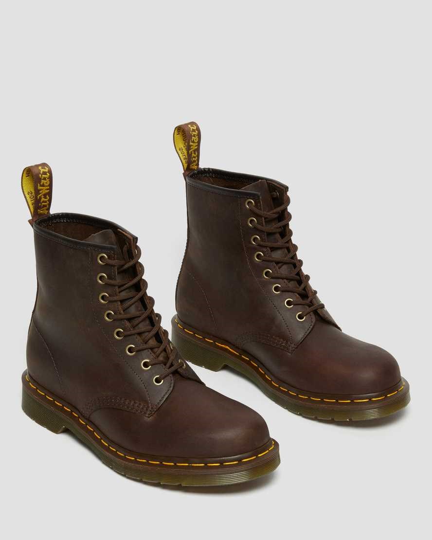 Men's Dr Martens 1460 Crazy Horse Leather Lace Up Boots Brown Crazy Horse Leather | 769MHKJVB