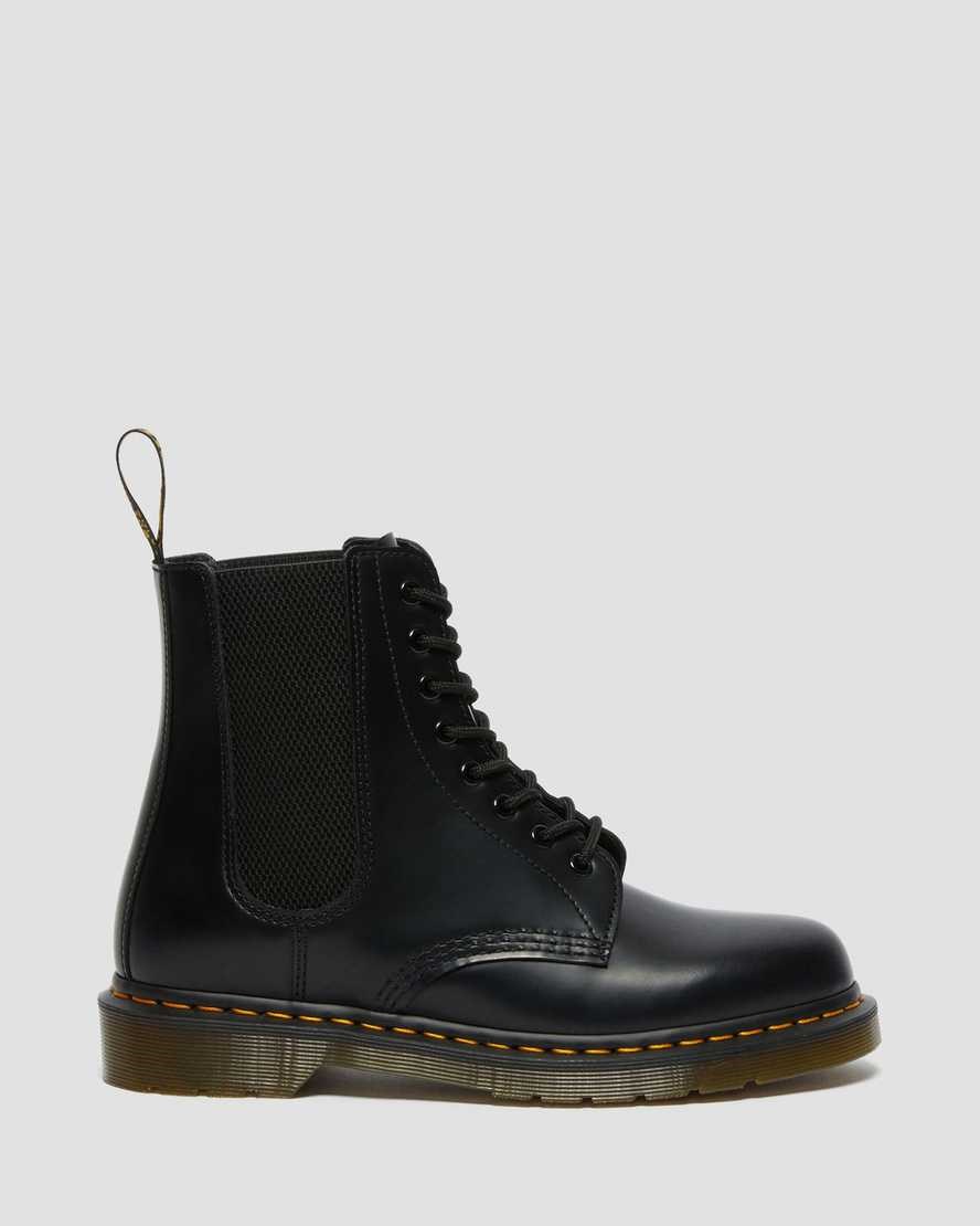 Men's Dr Martens 1460 Harper Smooth Leather Lace Up Boots Black Smooth Leather | 612SQAUNZ