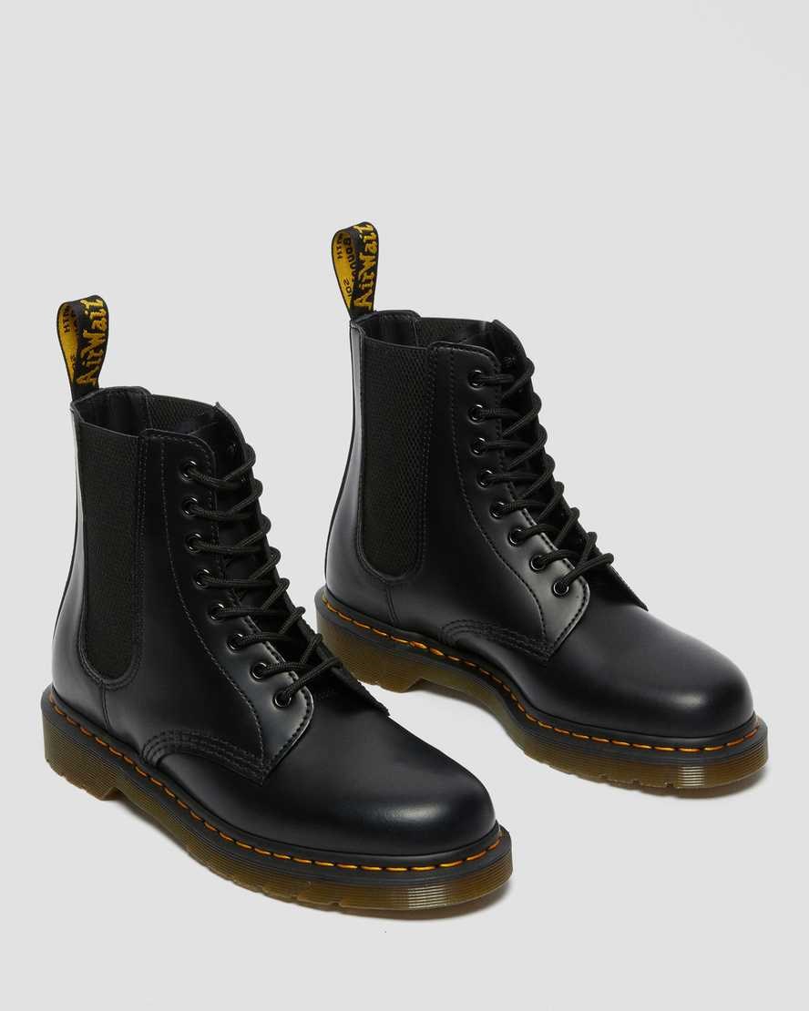 Men's Dr Martens 1460 Harper Smooth Leather Lace Up Boots Black Smooth Leather | 612SQAUNZ