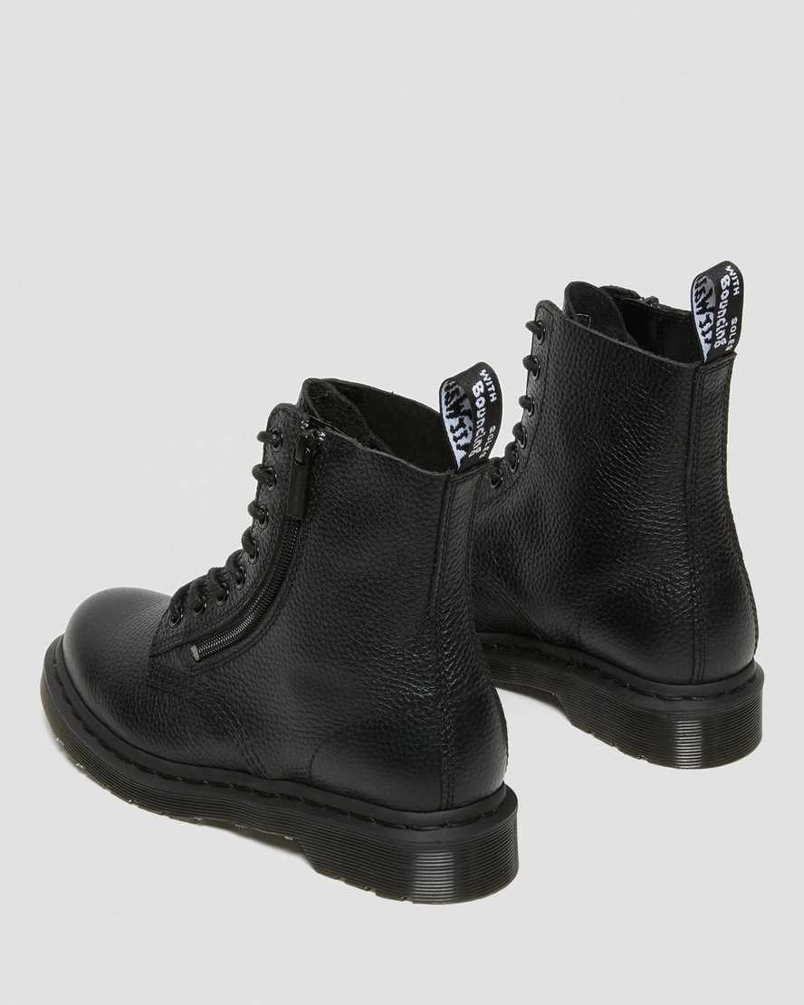 Men's Dr Martens 1460 Pascal Leather Zip Up Boots Black Milled Nappa Leather | 180WXUVQF