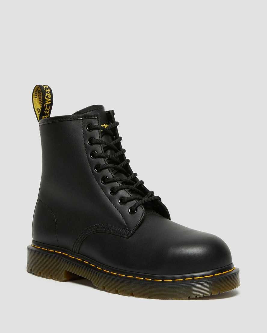 Men's Dr Martens 1460 Slip Resistant Steel Toe Lace Up Boots Black Industrial Full Grain | 314AYBDUQ