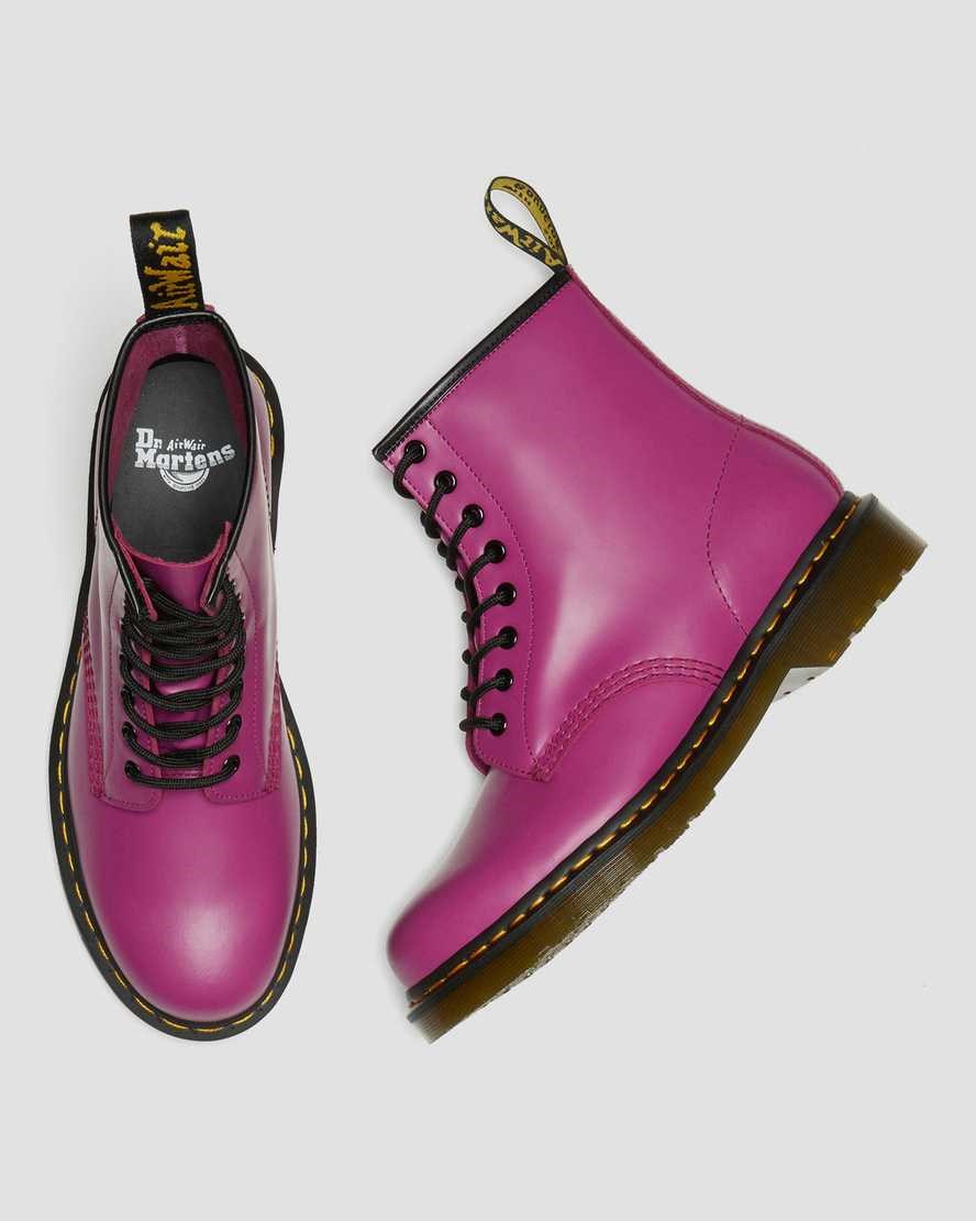 Men's Dr Martens 1460 Smooth Leather Ankle Boots Pink Smooth Leather | 518YBKHMP