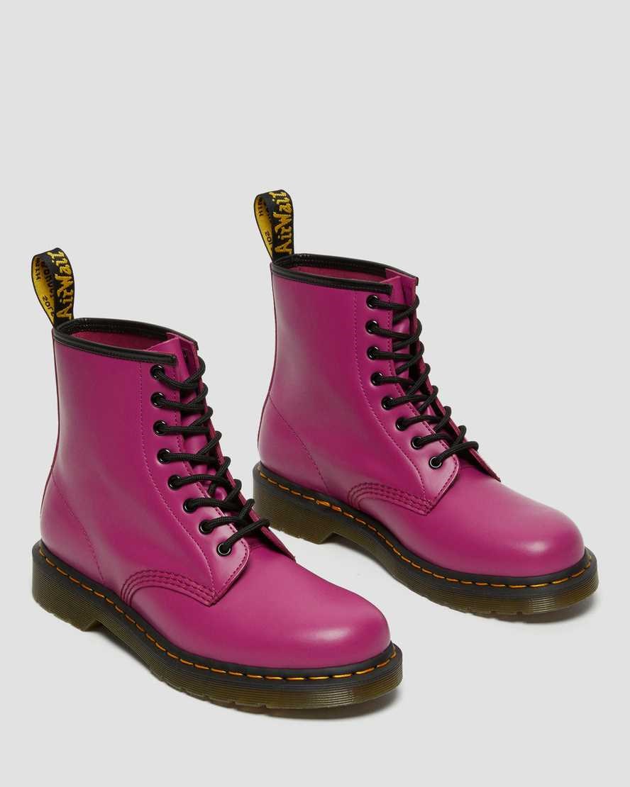 Men's Dr Martens 1460 Smooth Leather Ankle Boots Pink Smooth Leather | 518YBKHMP