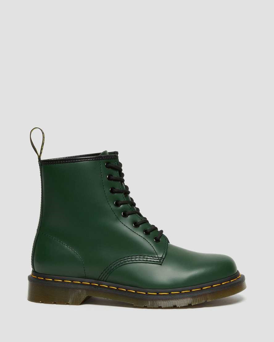 Men's Dr Martens 1460 Smooth Leather Lace Up Boots Green Smooth Leather | 582MLJECR