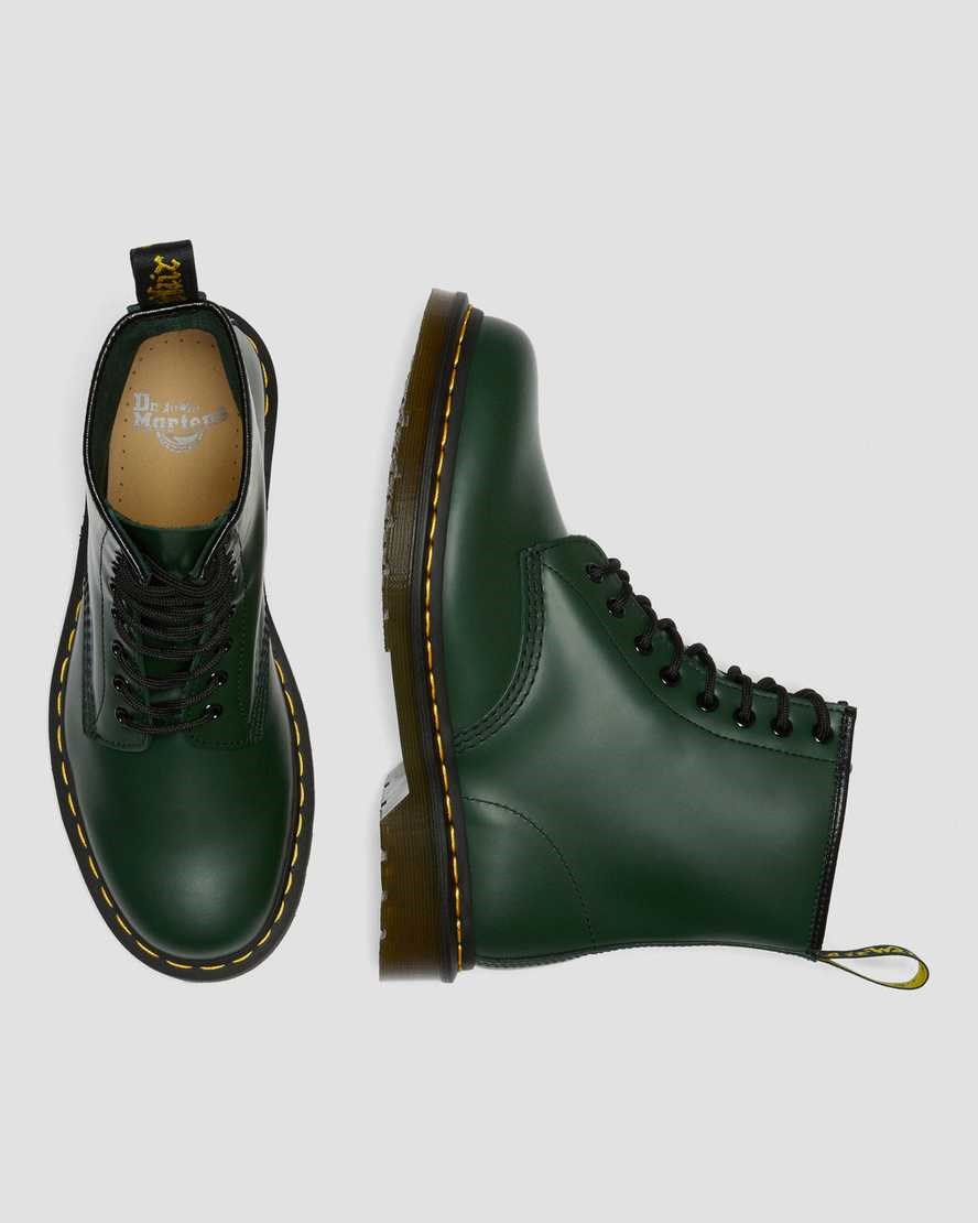 Men's Dr Martens 1460 Smooth Leather Lace Up Boots Green Smooth Leather | 582MLJECR