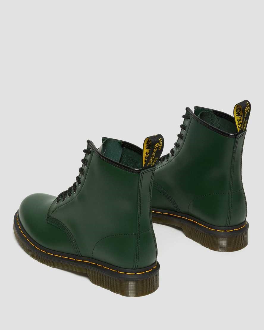 Men's Dr Martens 1460 Smooth Leather Lace Up Boots Green Smooth Leather | 582MLJECR