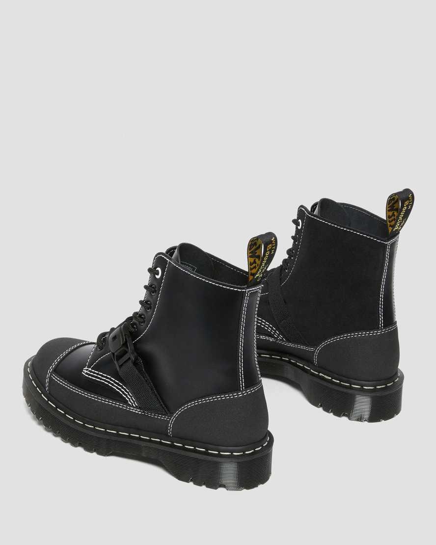 Men's Dr Martens 1460 Tech Made in England Leather Ankle Boots Black Smooth Leather | 961RTDVHM