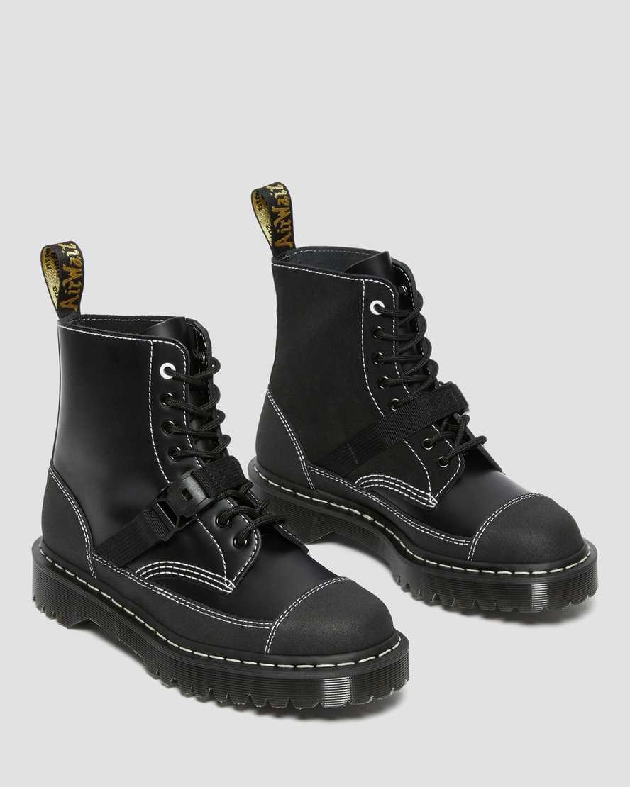 Men's Dr Martens 1460 Tech Made in England Leather Ankle Boots Black Smooth Leather | 961RTDVHM