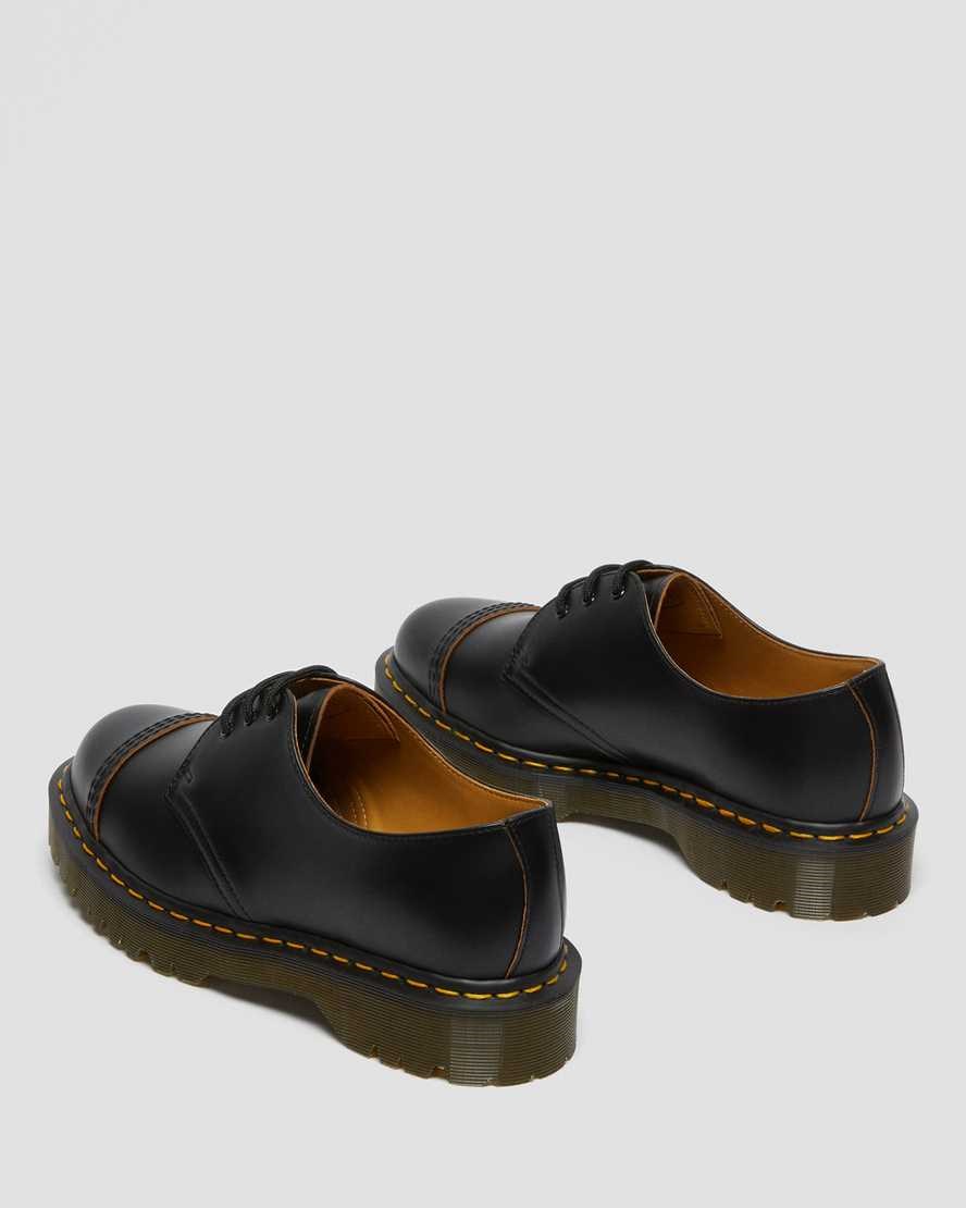 Men's Dr Martens 1461 Bex Made in England Toe Cap Oxford Shoes Black Vintage Smooth | 048PYCWME