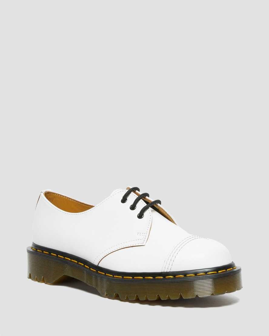 Men's Dr Martens 1461 Bex Made in England Toe Cap Oxford Shoes White Vintage Smooth | 382DTFSNY