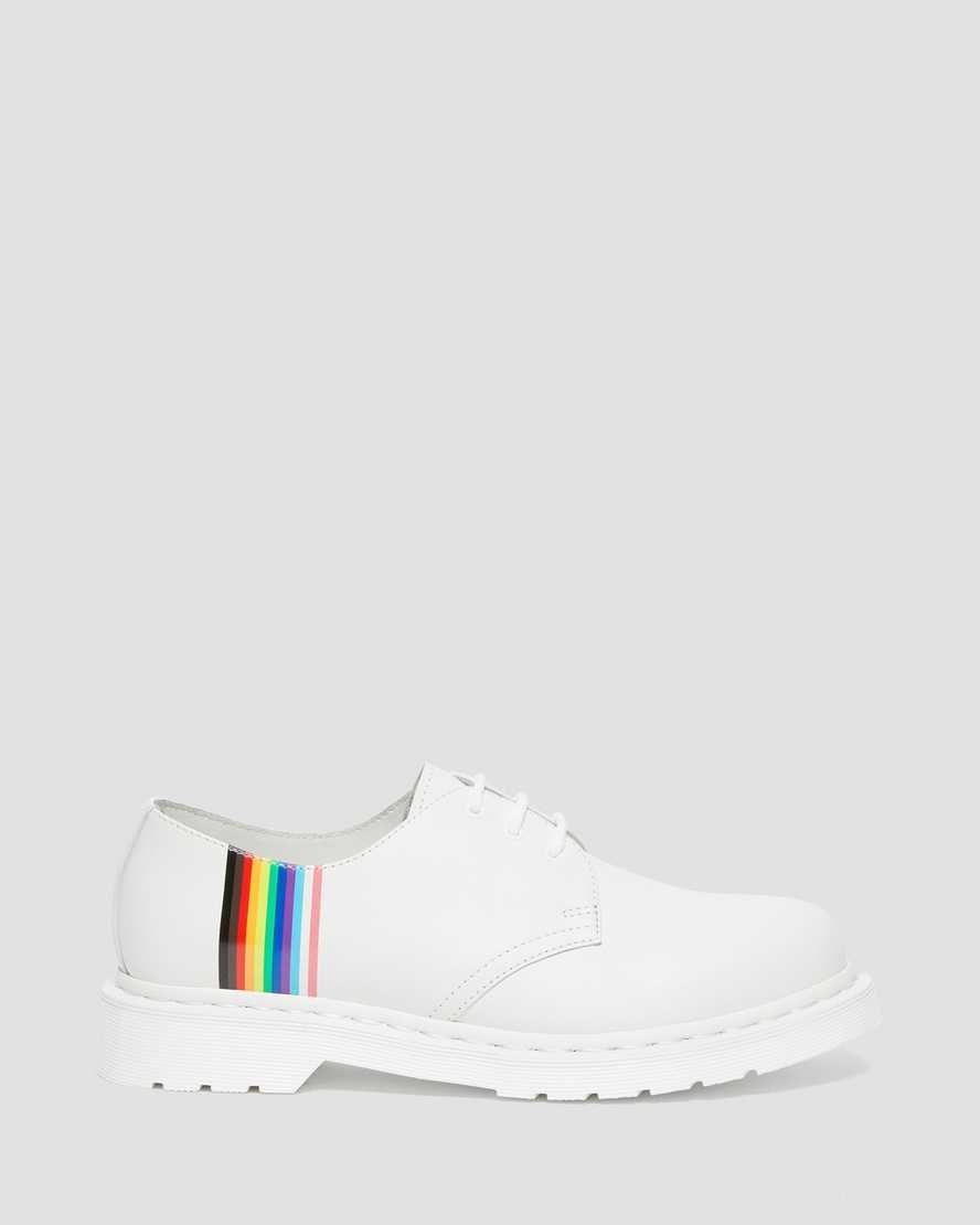 Men's Dr Martens 1461 For Pride Smooth Leather Oxford Shoes White Smooth Leather | 614ESPAFM