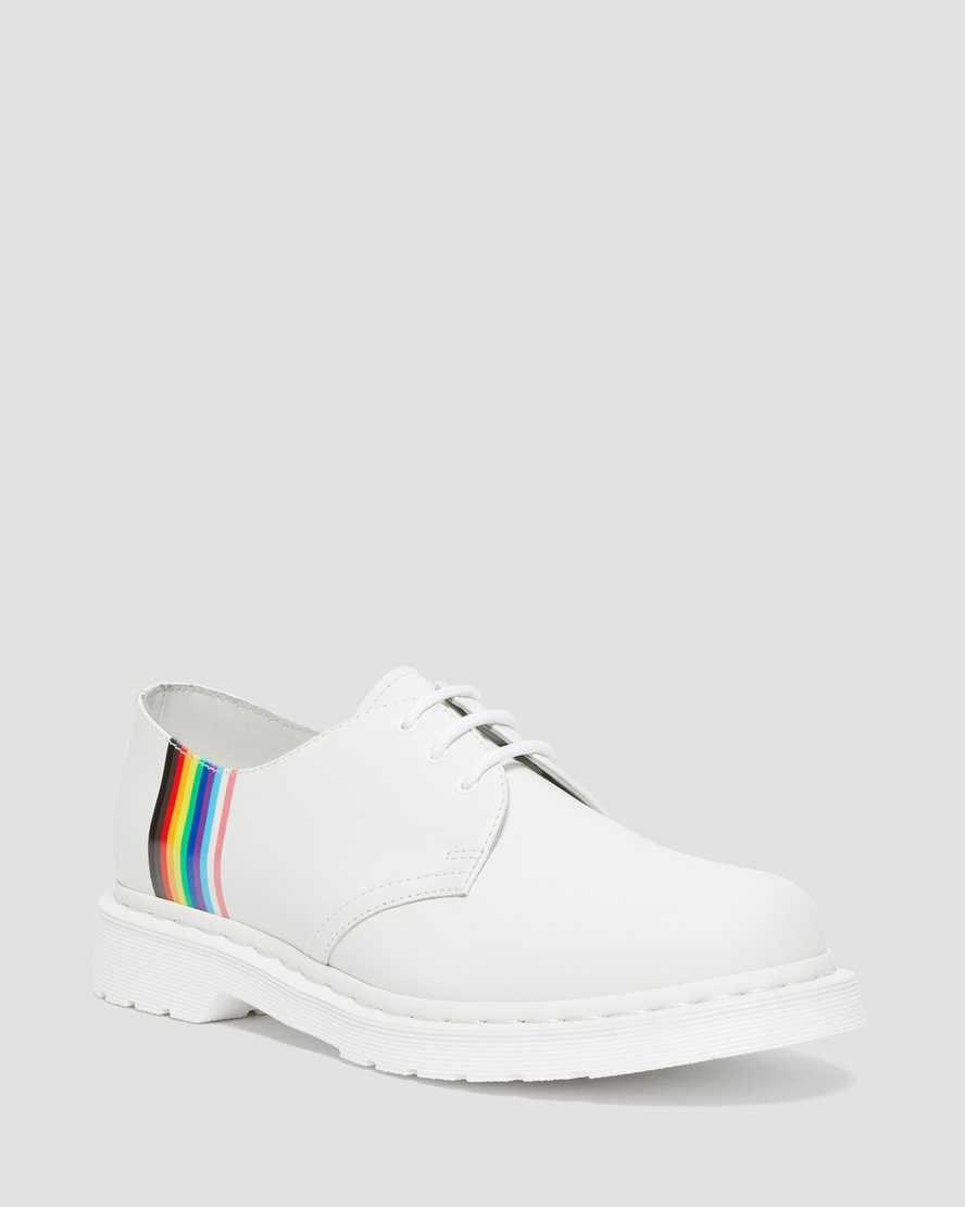 Men's Dr Martens 1461 For Pride Smooth Leather Oxford Shoes White Smooth Leather | 614ESPAFM