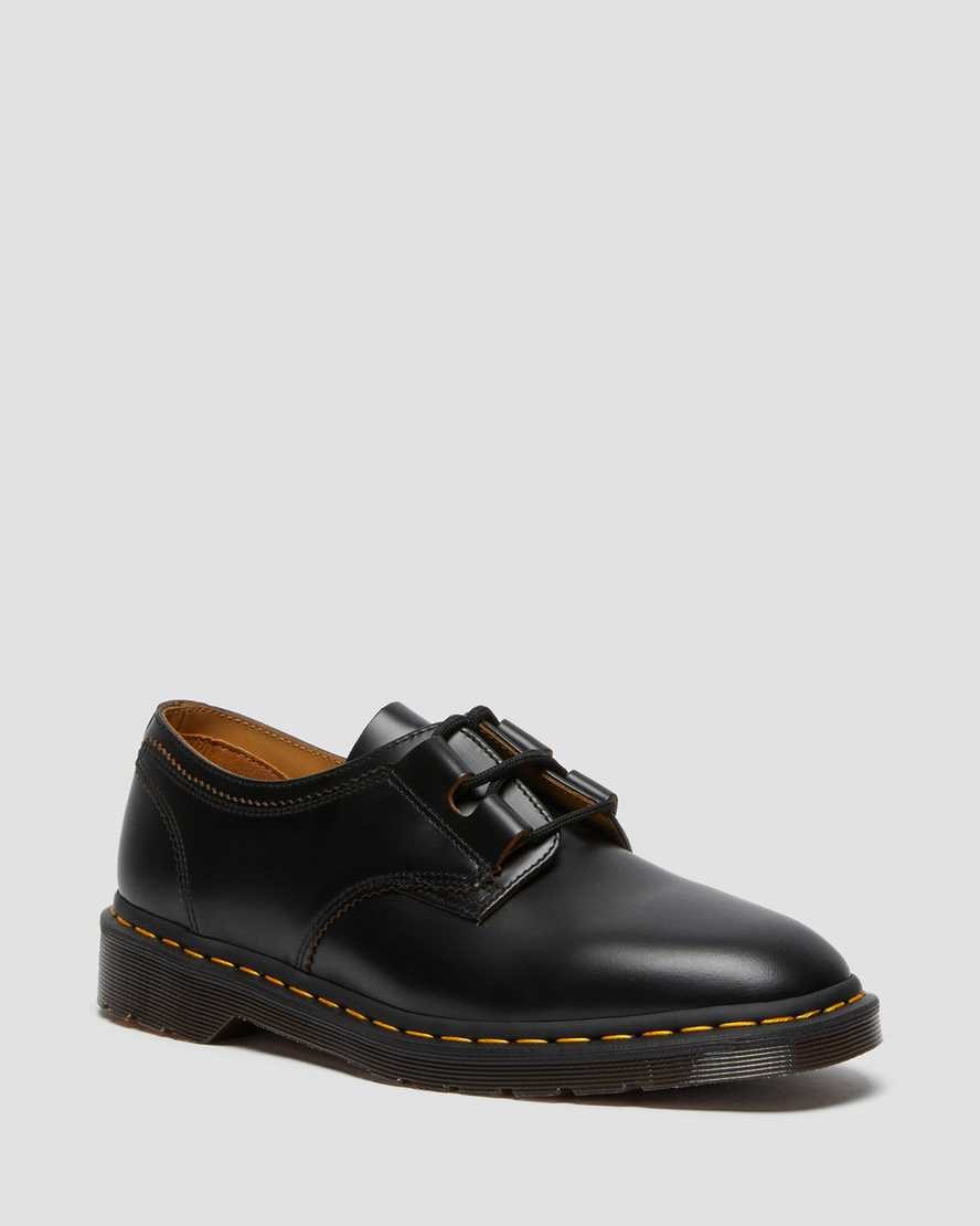 Men's Dr Martens 1461 Ghillie Leather Oxford Shoes Black Vintage Smooth | 362WXCMBS