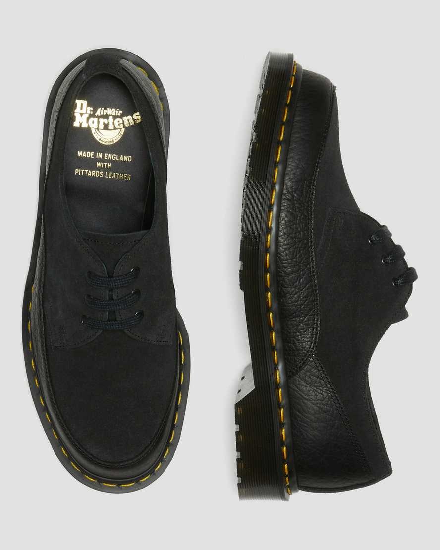 Men's Dr Martens 1461 Guard Made in England Leather Oxford Shoes Black Durango | 064EVNTRH