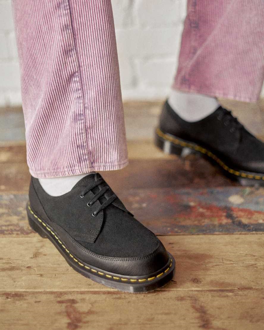 Men's Dr Martens 1461 Guard Made in England Leather Oxford Shoes Black Durango | 064EVNTRH