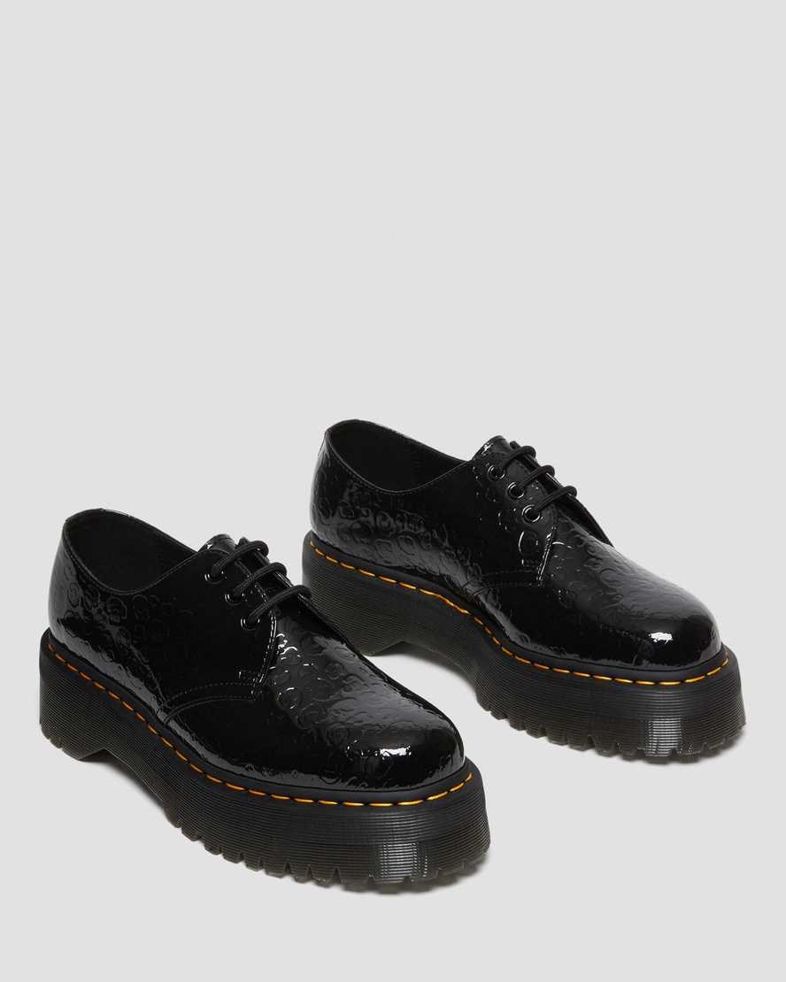 Men's Dr Martens 1461 Leopard Emboss Patent Leather Oxford Shoes Black Patent Lamper Leopard Emboss | 402KEOXGV