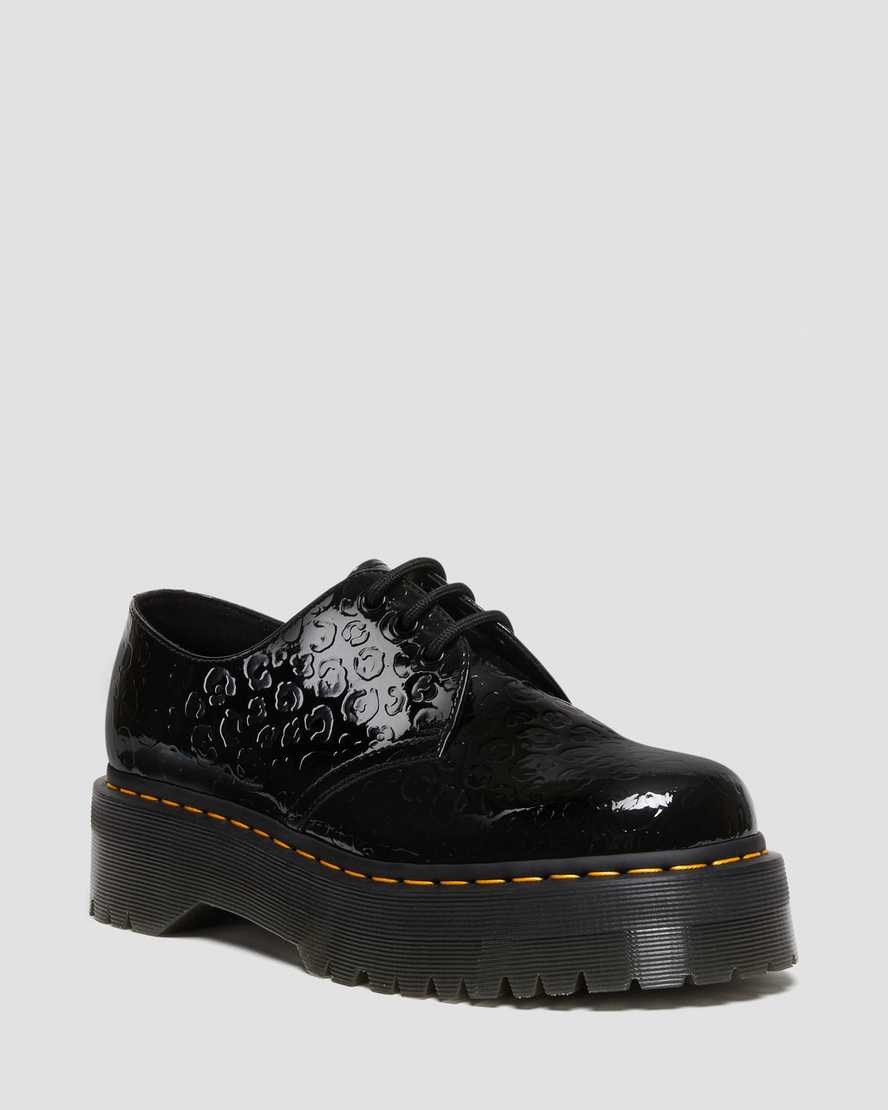 Men's Dr Martens 1461 Leopard Emboss Patent Leather Oxford Shoes Black Patent Lamper Leopard Emboss | 402KEOXGV