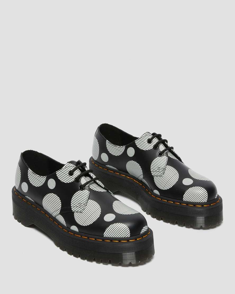 Men's Dr Martens 1461 Polka Dot Smooth Leather Oxford Shoes Black Polka Dot Smooth | 683BMSYOG