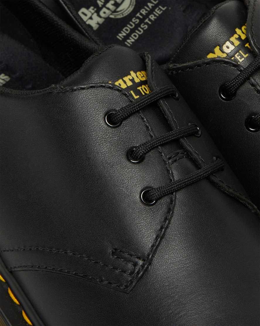 Men's Dr Martens 1461 Slip Resistant Steel Toe Oxford Shoes Black Industrial Full Grain | 053JDVIHG