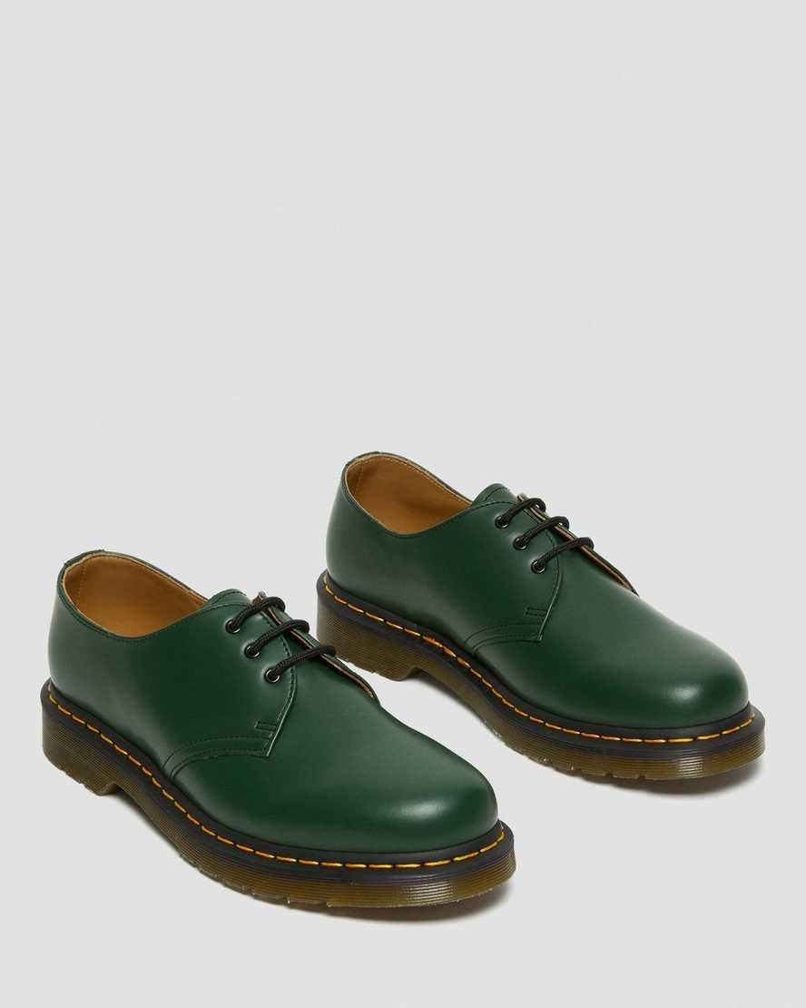 Men's Dr Martens 1461 Smooth Leather Oxford Shoes Green Smooth Leather | 452FMEIWK