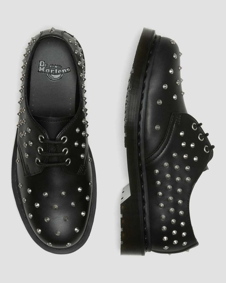 Men's Dr Martens 1461 Stud Wanama Leather Oxford Shoes Black Wanama | 685QAFDLZ