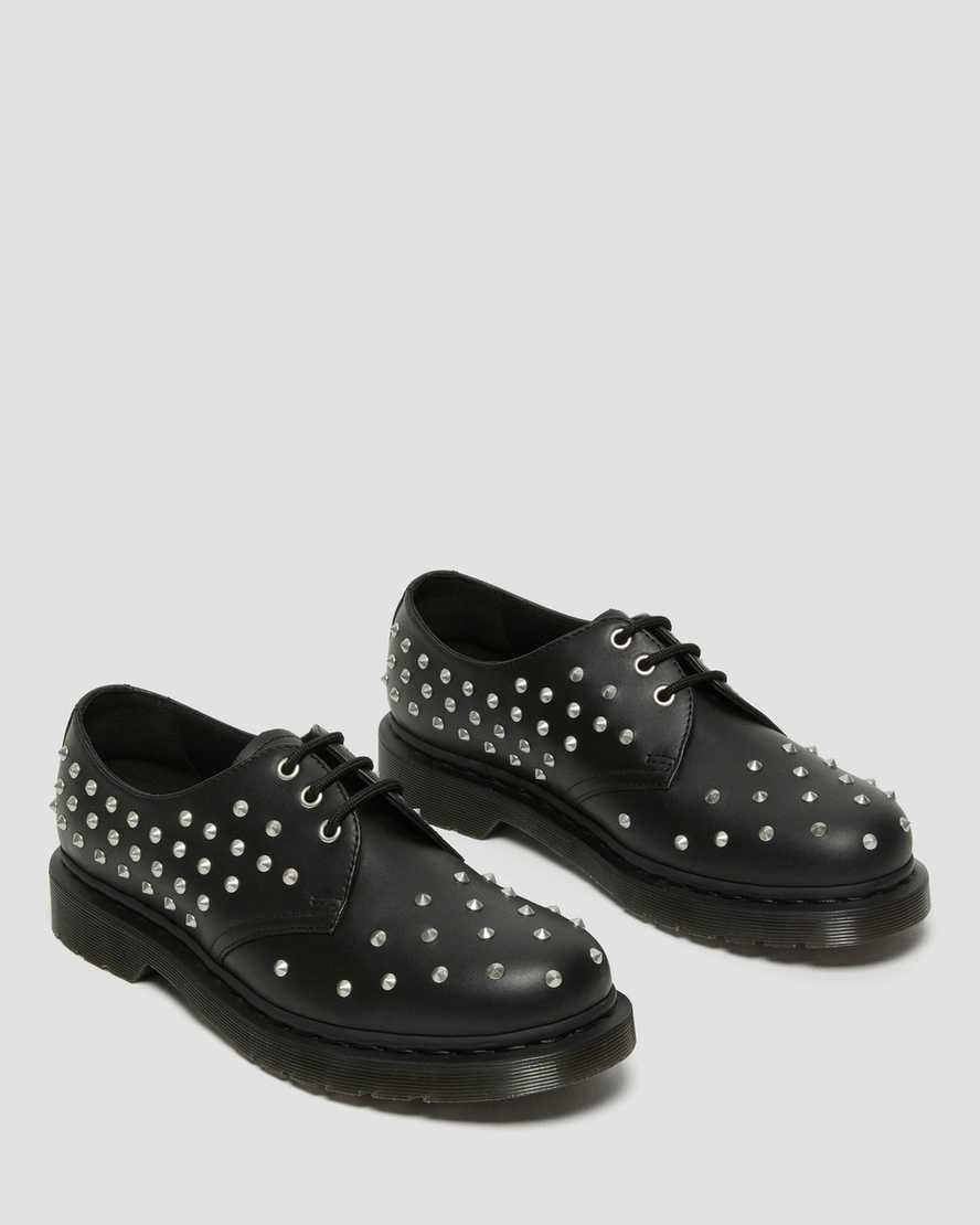 Men's Dr Martens 1461 Stud Wanama Leather Oxford Shoes Black Wanama | 685QAFDLZ