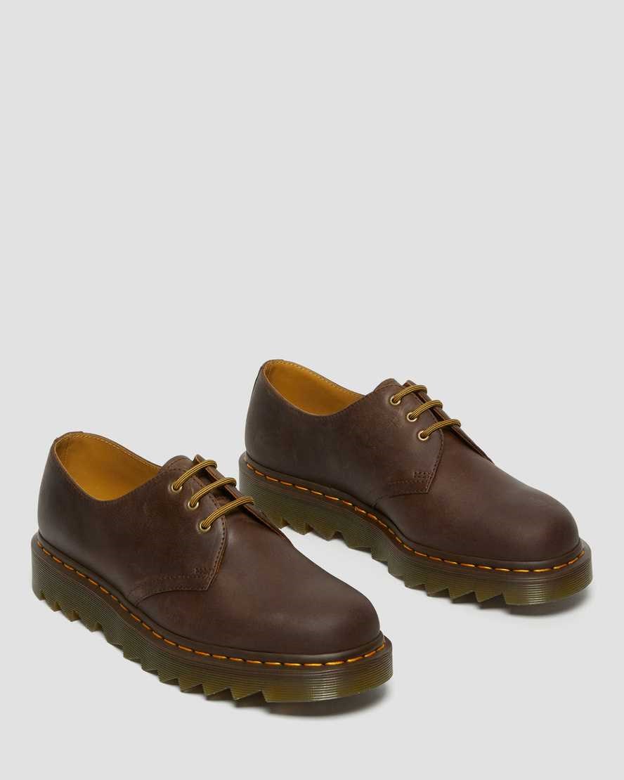 Men's Dr Martens 1461 Ziggy Leather Oxford Shoes Dark Brown Crazy Horse Leather | 273VADGPH