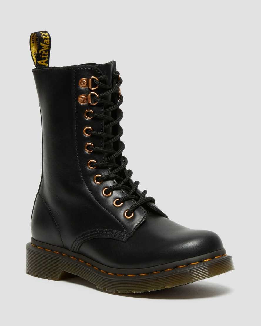 Men's Dr Martens 1490 Rose Gold Hardware Leather Zip Up Boots Black Wanama | 024FEUASJ