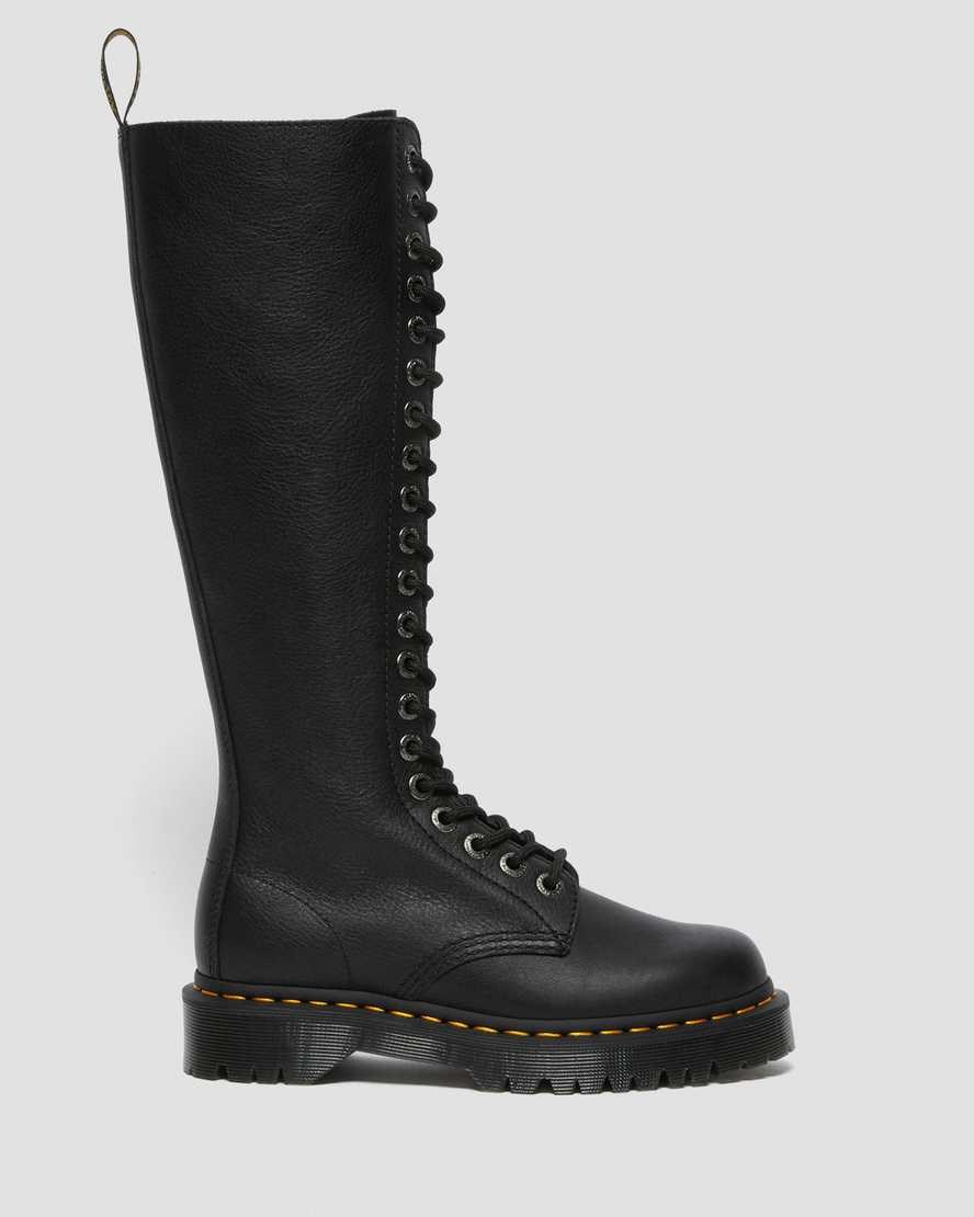 Men's Dr Martens 1B60 Bex Pisa Leather Knee High Zip Up Boots Black Pisa | 325HEYQJX