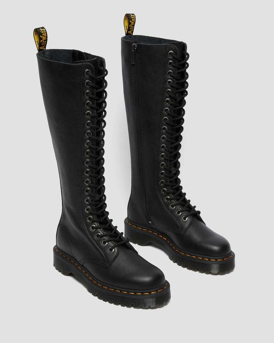 Men's Dr Martens 1B60 Bex Pisa Leather Knee High Zip Up Boots Black Pisa | 325HEYQJX