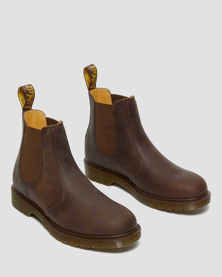 Men's Dr Martens 2976 Crazy Horse Leather Ankle Boots Brown Crazy Horse Leather | 481DGKRJL