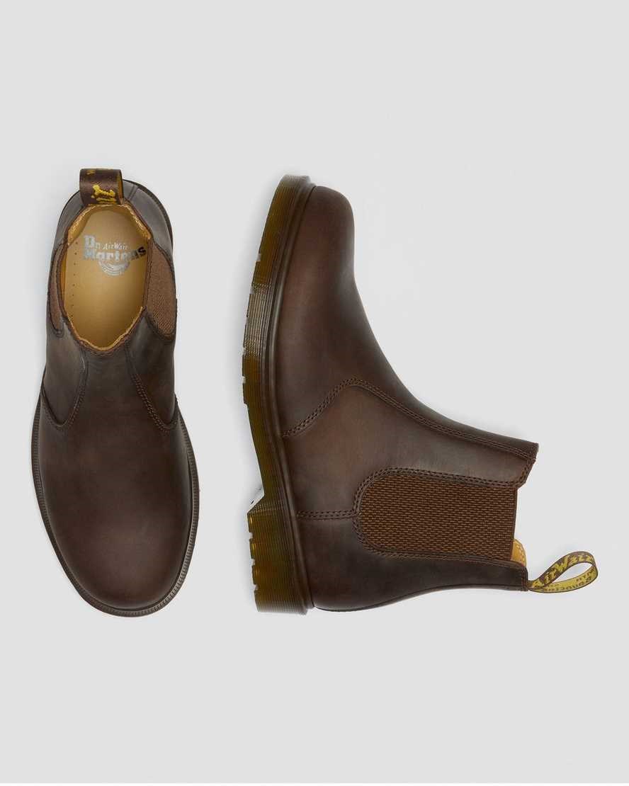 Men's Dr Martens 2976 Crazy Horse Leather Chelsea Boots Brown Crazy Horse Leather | 756GRSWFI