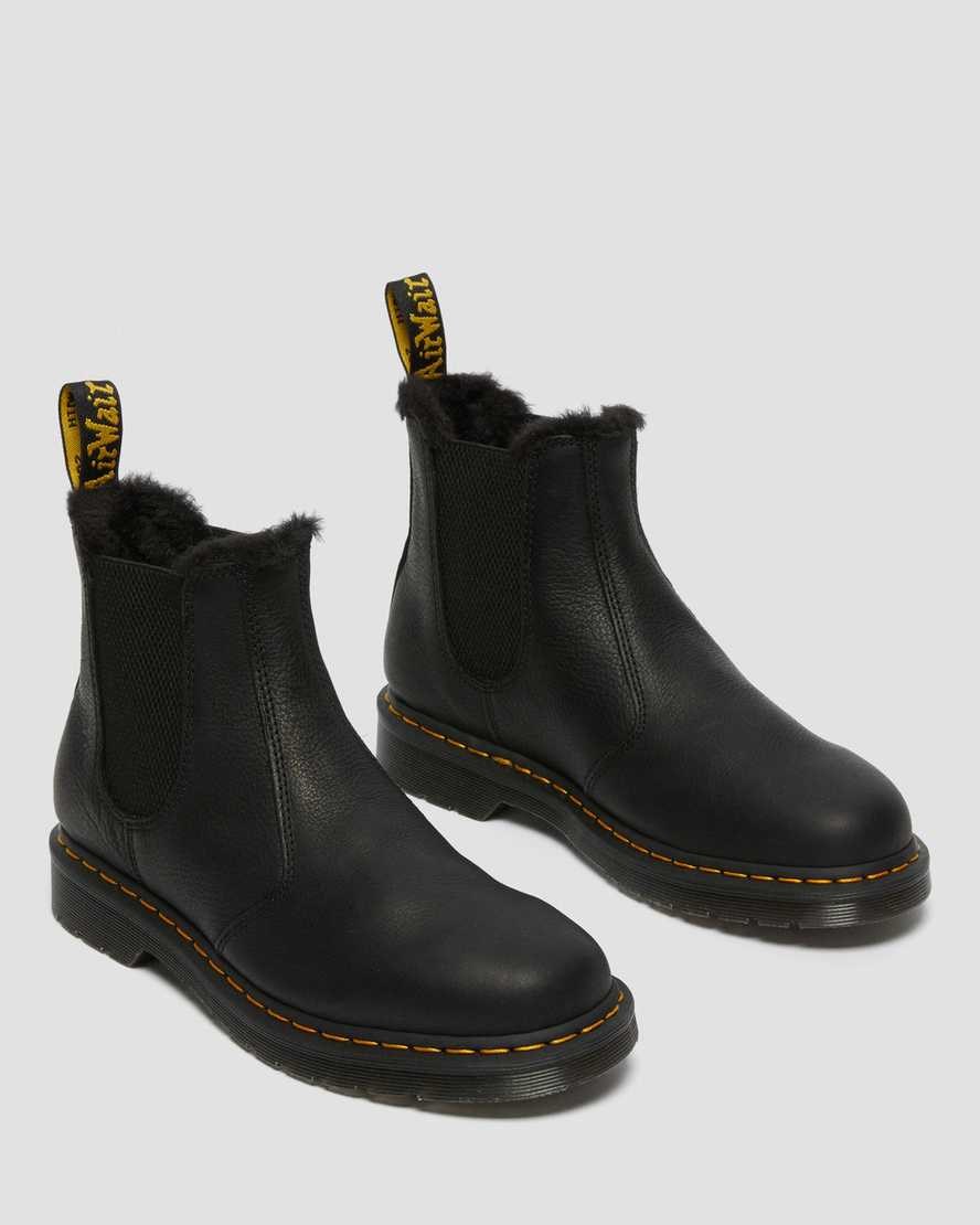 Men's Dr Martens 2976 Faux Fur Lined Chelsea Boots Black Ambassador | 326SGAJDM