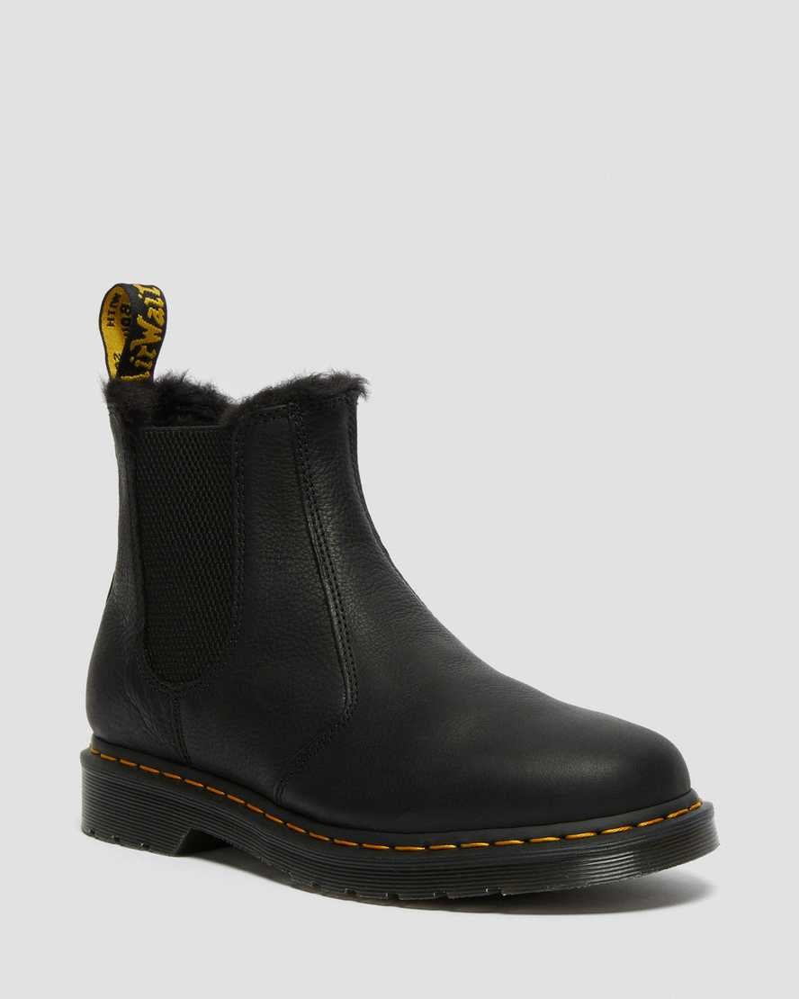 Men's Dr Martens 2976 Faux Fur Lined Chelsea Boots Black Ambassador | 326SGAJDM