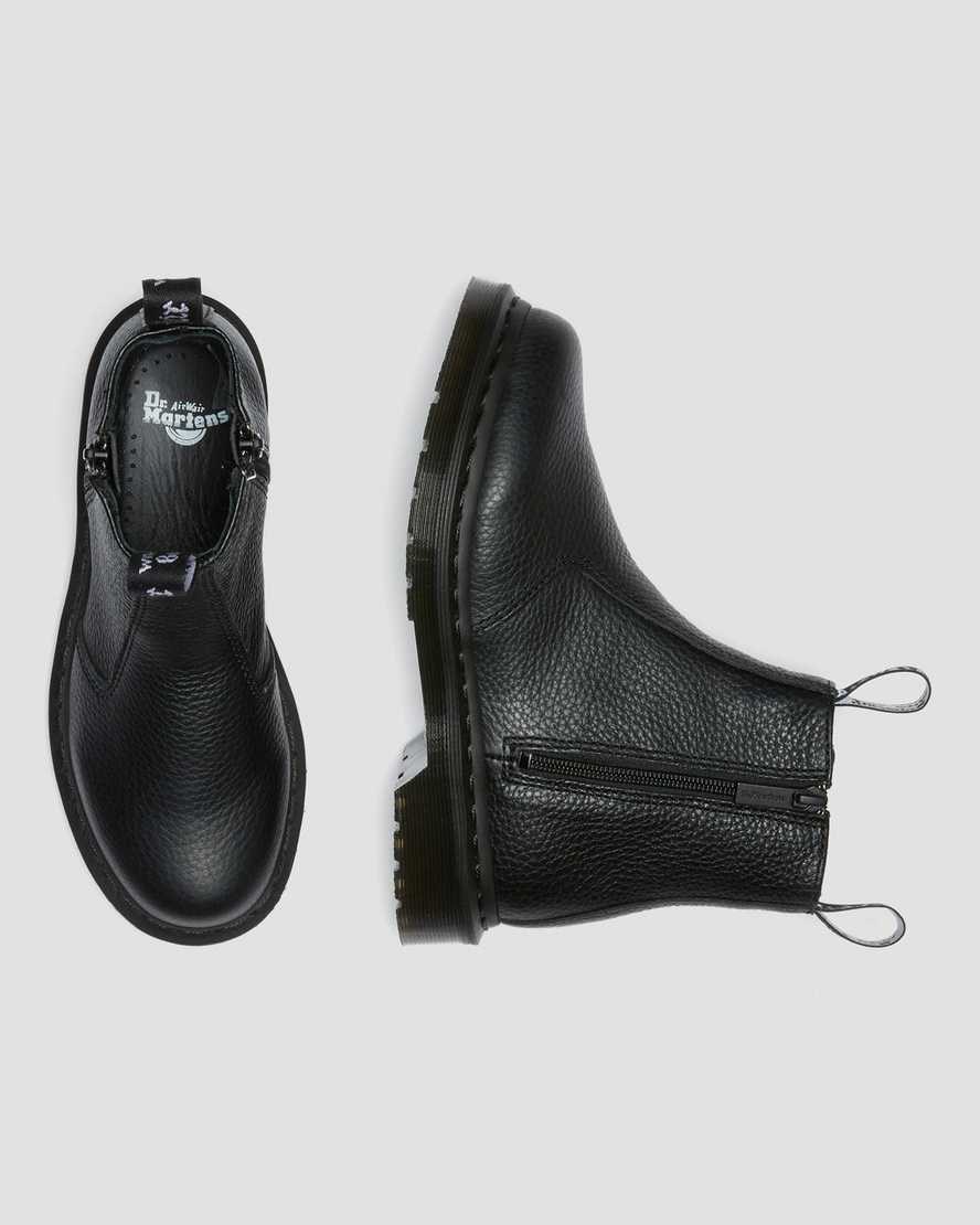 Men's Dr Martens 2976 Leather Zip Up Boots Black Milled Nappa Leather | 763KBHYJF