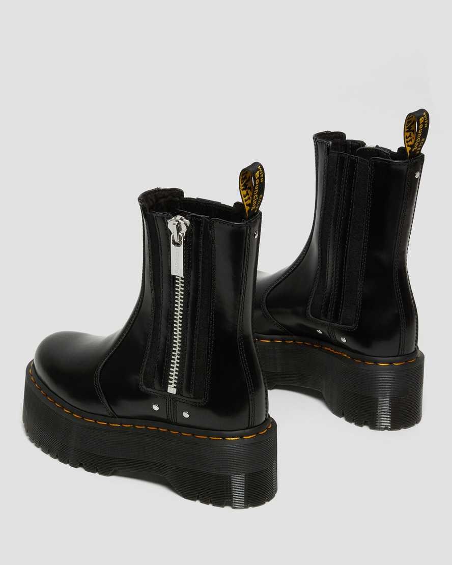 Men's Dr Martens 2976 Max Leather Platform Zip Up Boots Black Buttero Leather | 847WOKDGJ