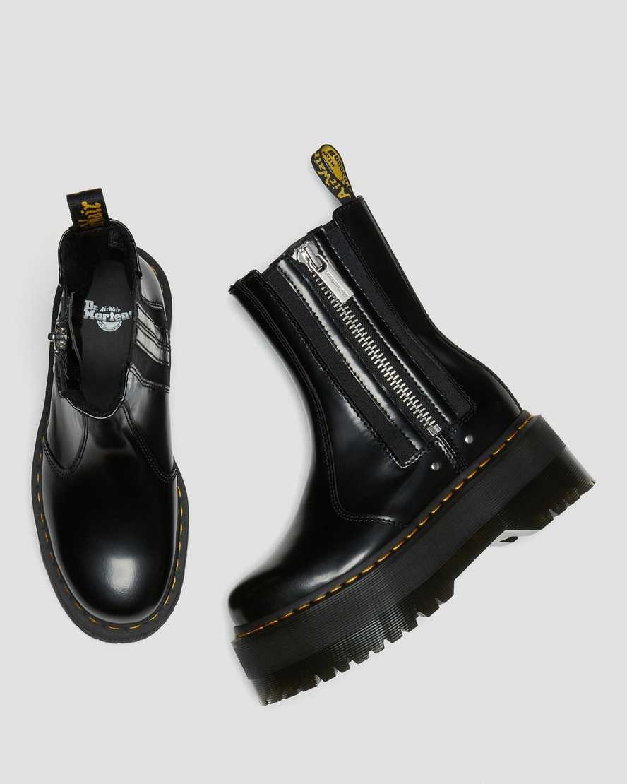 Men's Dr Martens 2976 Max Leather Platform Zip Up Boots Black Buttero Leather | 847WOKDGJ