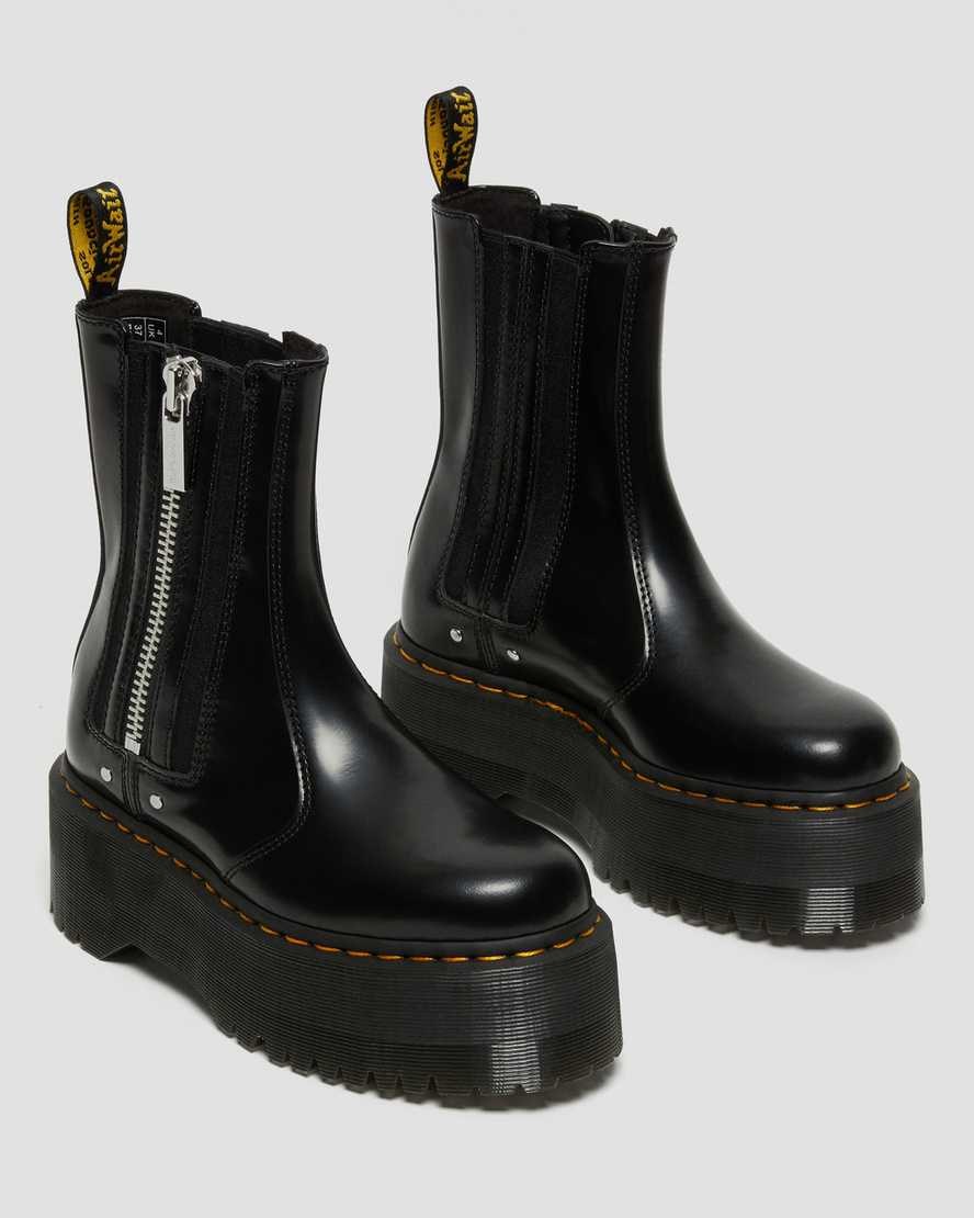 Men's Dr Martens 2976 Max Leather Platform Zip Up Boots Black Buttero Leather | 847WOKDGJ