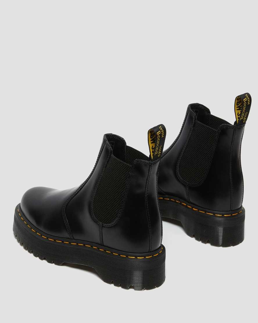 Men's Dr Martens 2976 Polished Smooth Platform Chelsea Boots Black Polished Smooth | 237FOTPKZ