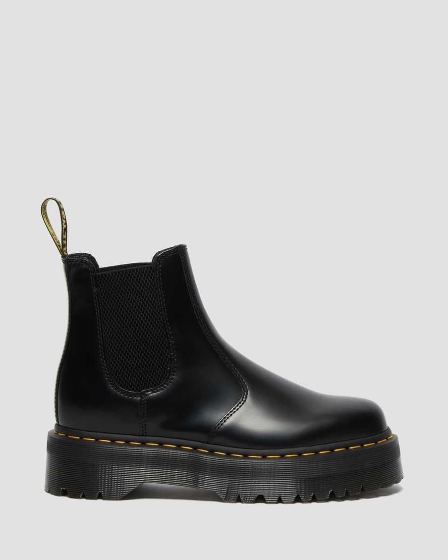 Men's Dr Martens 2976 Polished Smooth Platform Ankle Boots Black Polished Smooth | 948MGOUDV