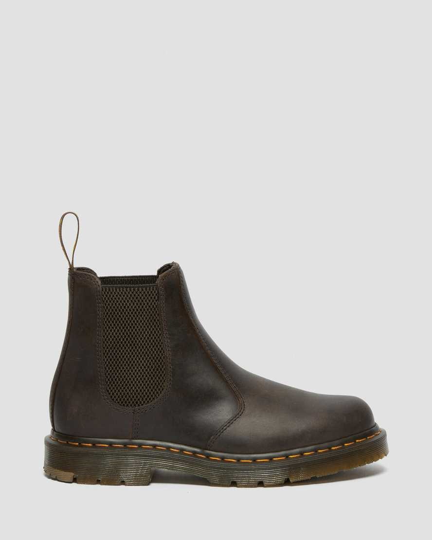 Men's Dr Martens 2976 Slip Resistant Leather Ankle Boots Dark Brown Crazy Horse Leather | 896UIGNHQ