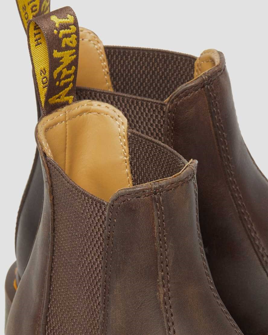 Men's Dr Martens 2976 Yellow Stitch Crazy Horse Leather Ankle Boots Dark Brown Crazy Horse Leather | 376RGLNKT