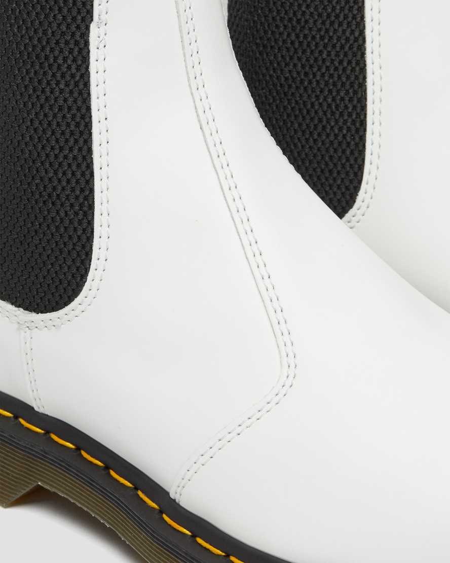 Men's Dr Martens 2976 Yellow Stitch Smooth Leather Chelsea Boots White Smooth Leather | 017KDCIQB