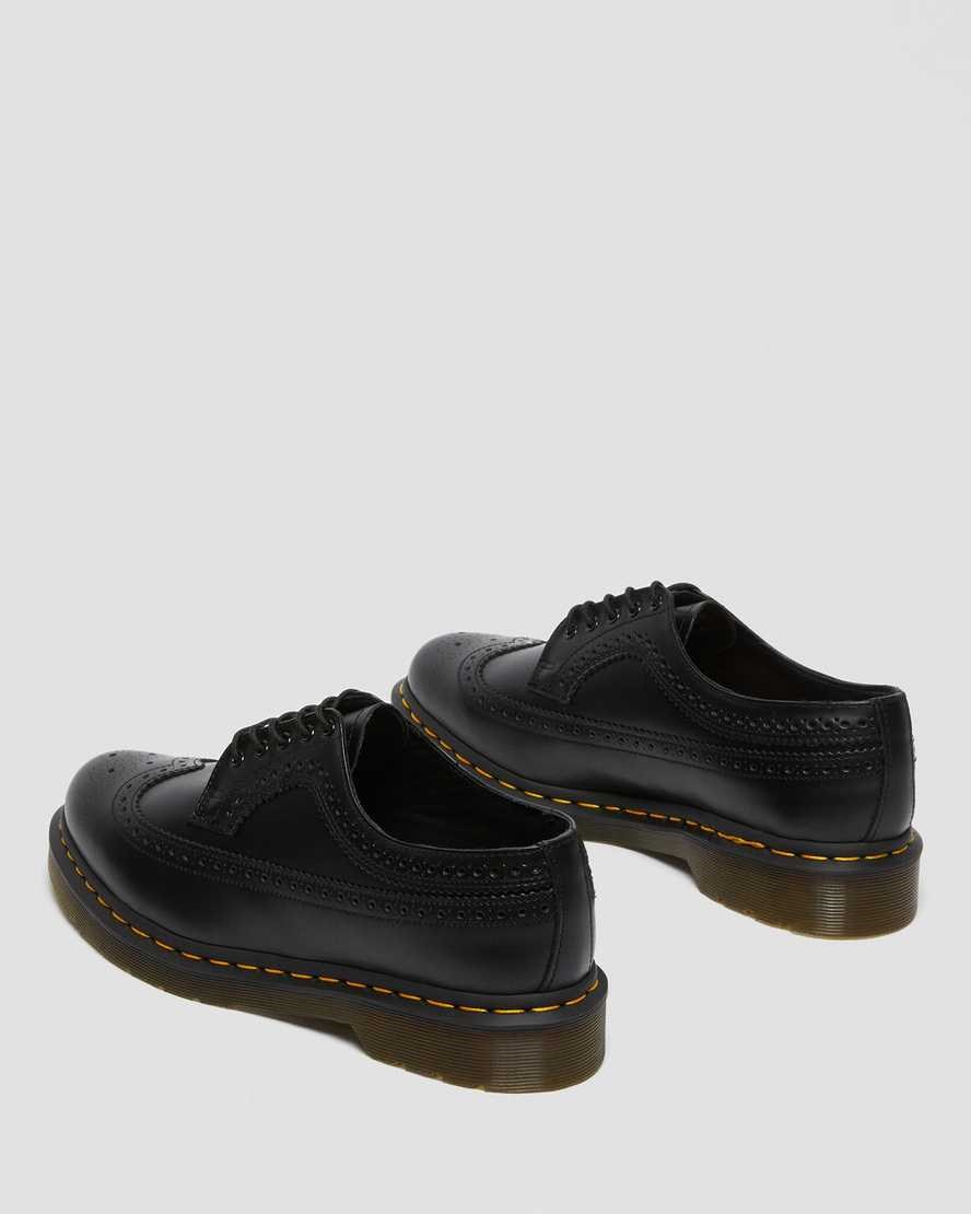 Men's Dr Martens 3989 Yellow Stitch Smooth Leather Oxford Shoes Black Smooth Leather | 890KRFQSM