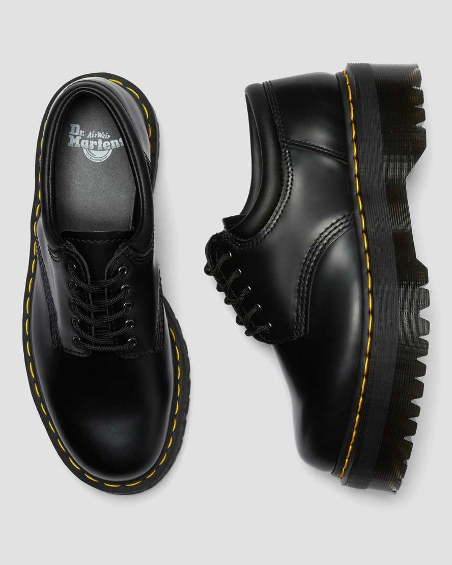 Men's Dr Martens 8053 Leather Platform Oxford Shoes Black Polished Smooth | 546PEGULY